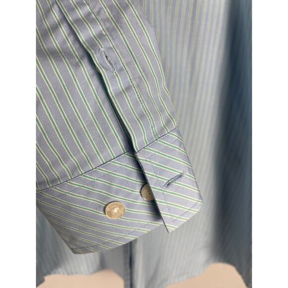 Lilly Pulitzer Vintage White Tag Blue/Green Button-Up Fitted Dress Shirt Size 4 - Picture 4 of 8